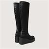 Marco Moreo Liege Studed Knee High Wedge - Black Stretch